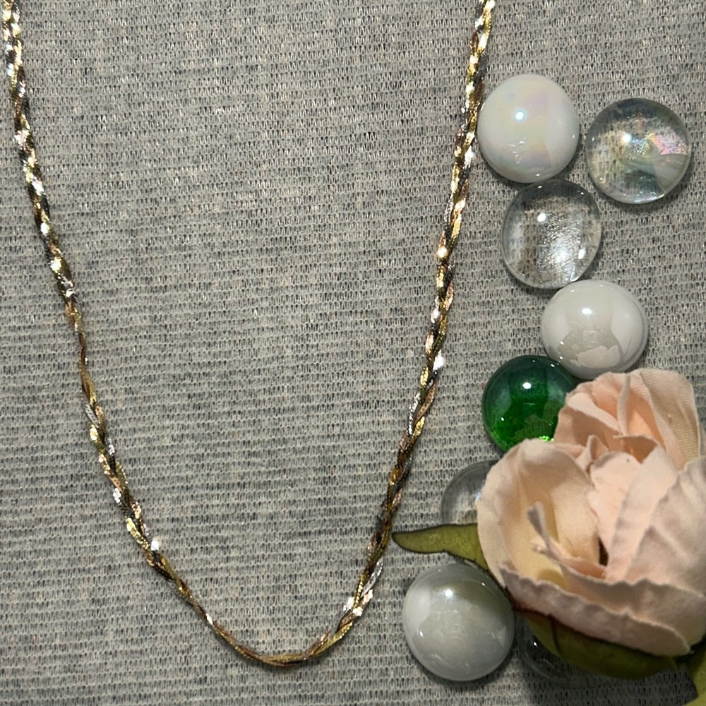 14K Solid Tri-Color Gold Necklace – 18” Length, 4mm Width – Stunning & Unique!